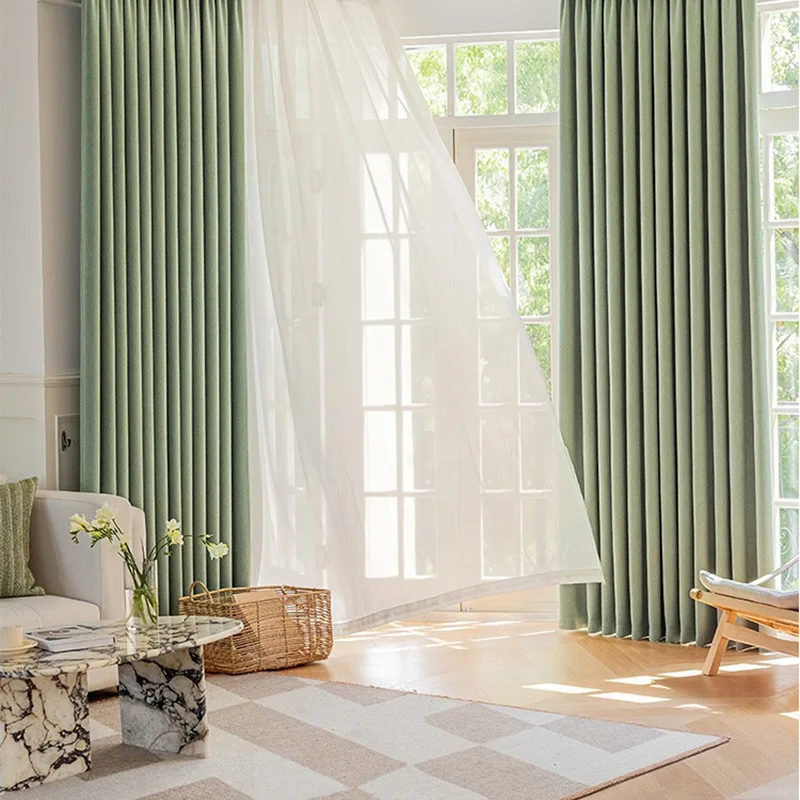 

Japanese Style Modern Simplicity Curtains for Living Room Bedroom Dining Room Water Ripple Jacquard Customized Blackout Curta