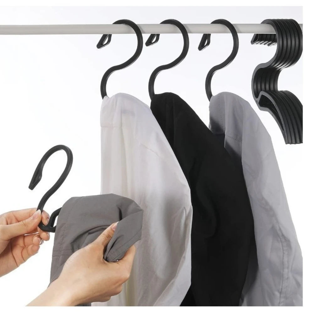 

5/10pcs Hoodie Hangers S-shaped Plastic Hook Rack with Clothes Hanger Hoodie Storage Rack Household Daily Use Portable Hanger