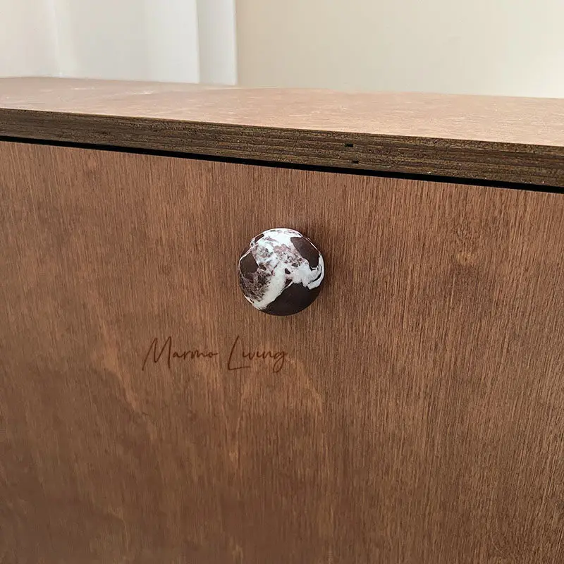

100%Real Stone Red Rosso Levanto Marble Handle Nordic Modern Wardrobe Round Ball Cabinet Door Stone Drawer Knob
