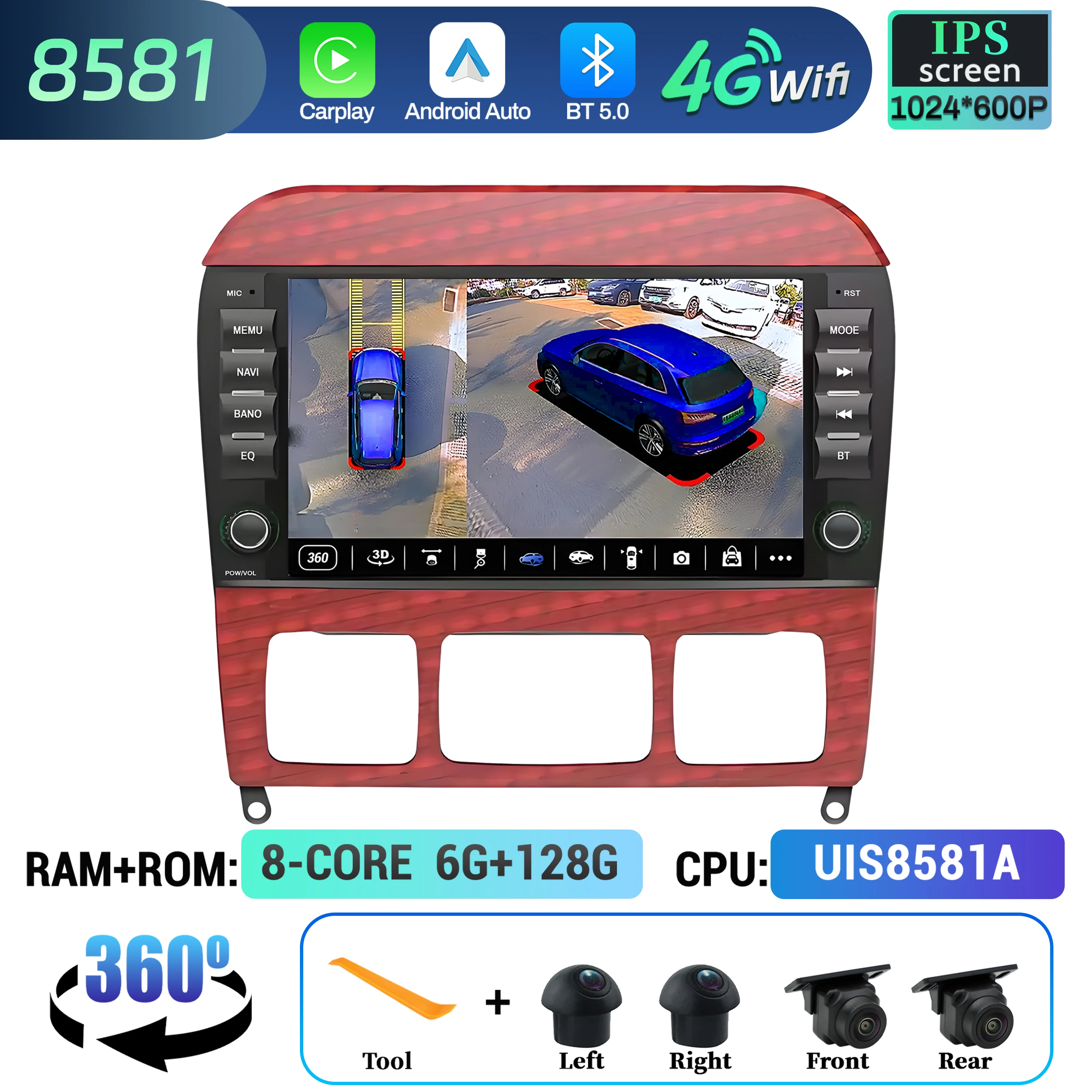 7 inch Autoradio Voor Mercedes Benz S Klasse W220 S280 S320 S350 S400 S430 S500 S600 AMG 1998-2004 2005 BT CarPlay Touchscreen