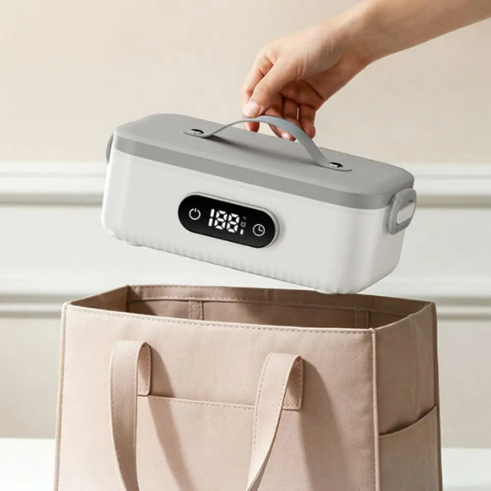 4-speed Temp USB Heated Lunch Box 6-speed Timer Cordless & Water-free Electric Lunch Box Adjustable Heating Large Insulation