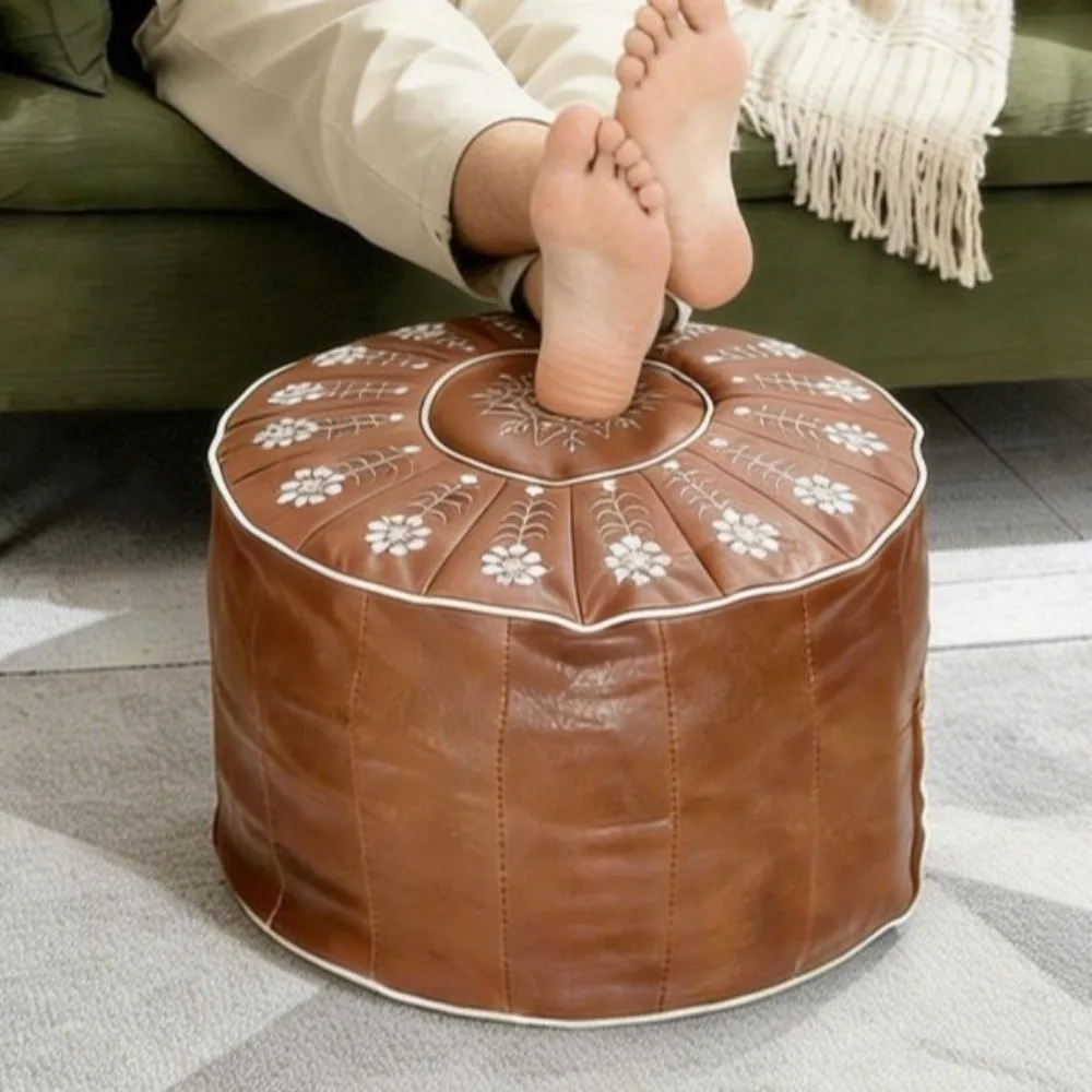 Round Seat Cushion Cover Waterproof Embroidery Sofa Stool Cover Large Capacity Unstuffed Storage Bag Living Room Use
