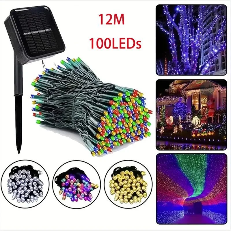 LED Solar Light 8 Modes Outdoor Fairy Garland Lights Garden Christmas Party Halloween Decorations Birthday Festival Lightings