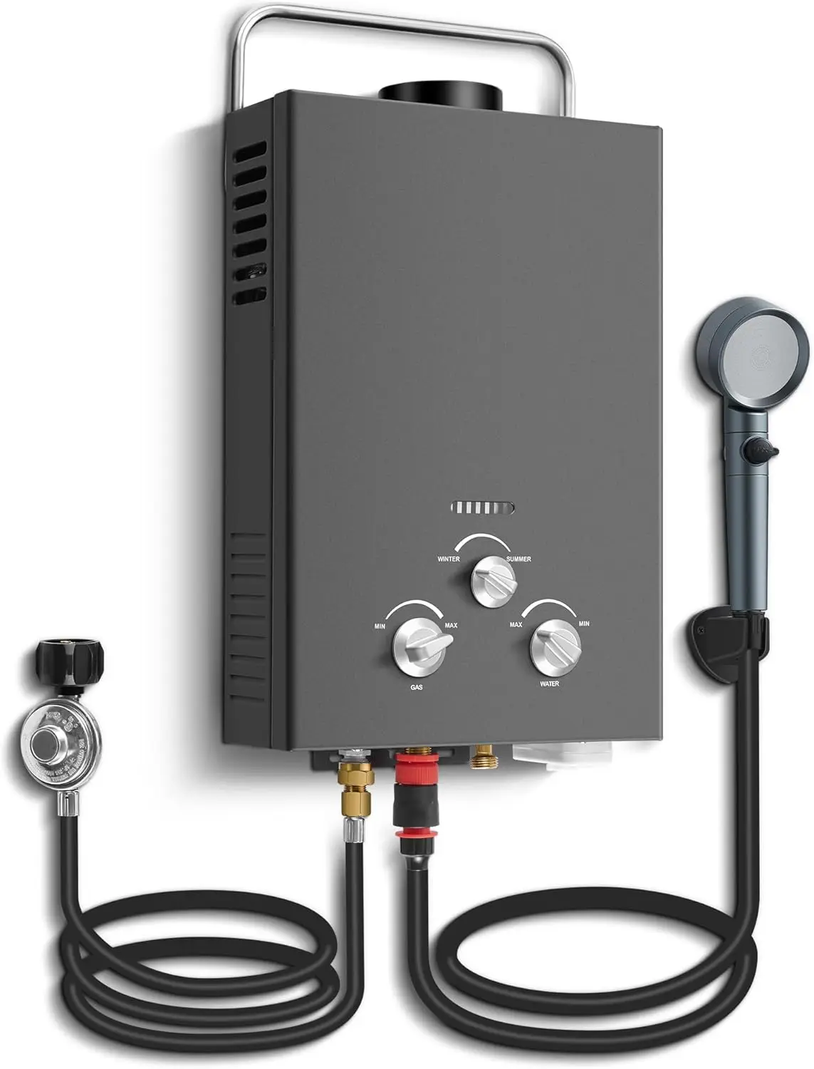 

Outdoor Tankless Propane Water Heater 1 58GPM 6L Portable Gas Water Heater with Handle Overheating Protection Instant Hot