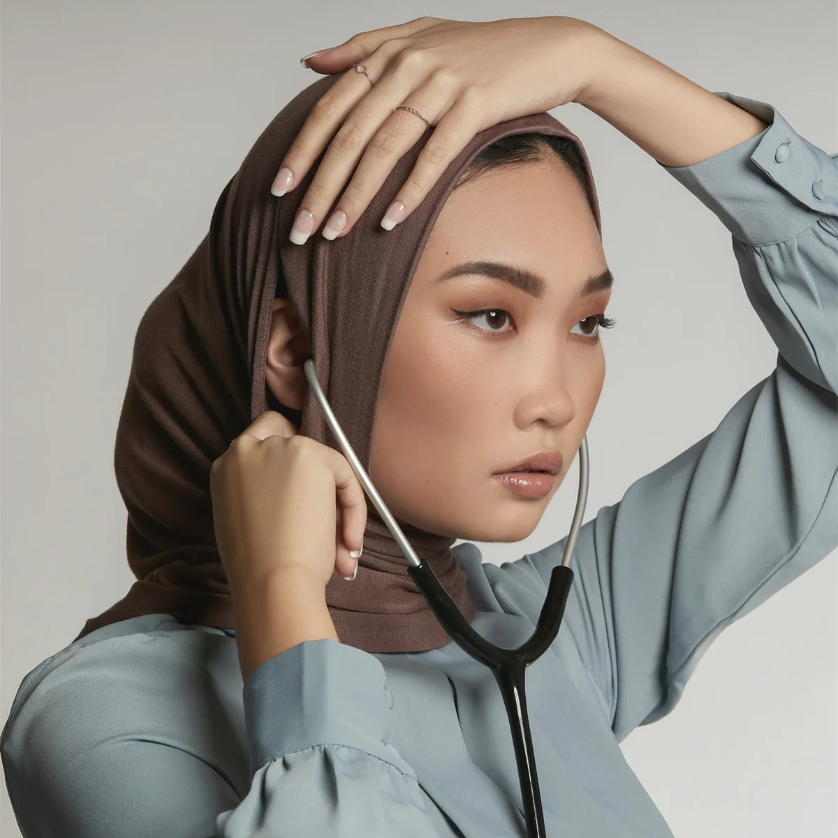 Hijab de algodón para auriculares y gafas, pañuelo musulmán para la cabeza, listo para usar, envoltura para la cabeza deportiva islámica, Nueva Jersey, 2023