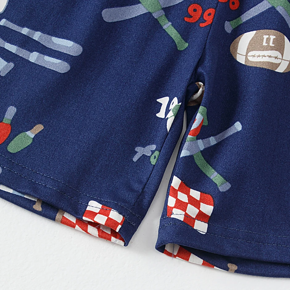3-teiliges Set aus Kinder-Shorts mit Ball-Print, Weste, Shorts, Hosen-Kombination, bequeme Schlafanzüge für Jungen, Hauskleidung – Detail 12