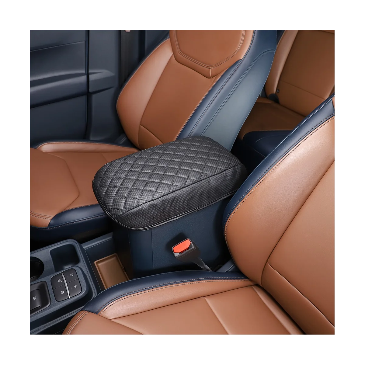 Car Stowing Tidying Armrest Box Panel Cover Leather Carbon Fiber