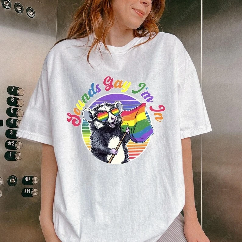 

Sounds Gay I'm in Shirt Pride LGBTQ Lesbian Funny T-Shirt Proud Ally Month Supporting People Tees Comfortable Soft Cotton Tops