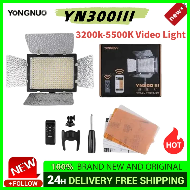 YongNuo YN300 III YN300III 3200k-5500K CRI95 Camera Photo LED Video Light Optional With AC Power Adapter NP750 Battery Stand KIT