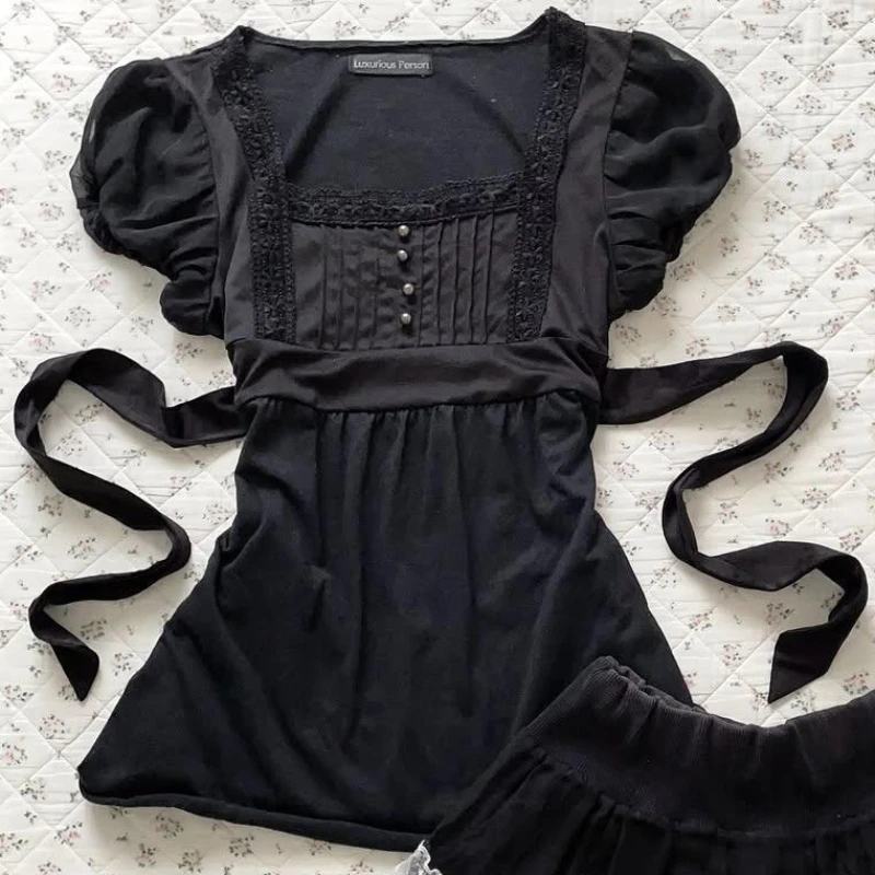 

Новые женские винтажные рубашки Y2K в стиле преппи: милые готические приталенные классические футболки с коротким рукавом, эстетичные ретро-топы в стиле Tide