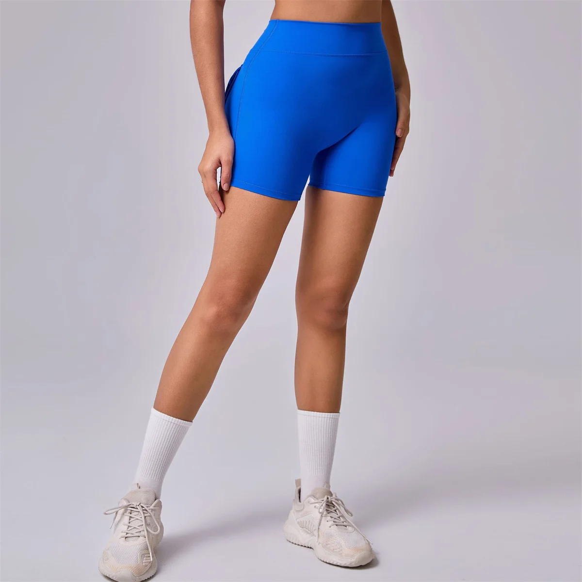 Deep V Back Yoga Shorts Women Pocket Scrunched Butt Gym Leggings High Waist Push Up Tights Booty Sports Shorts Fitness XP346