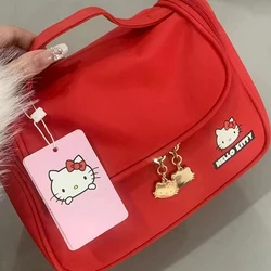 Hello Kitty Women Makeup Bag Girls Travel Large Capacity Portable Storage Toiletry Bag Waterproof Cartoon KT Handbag Makeup Bag