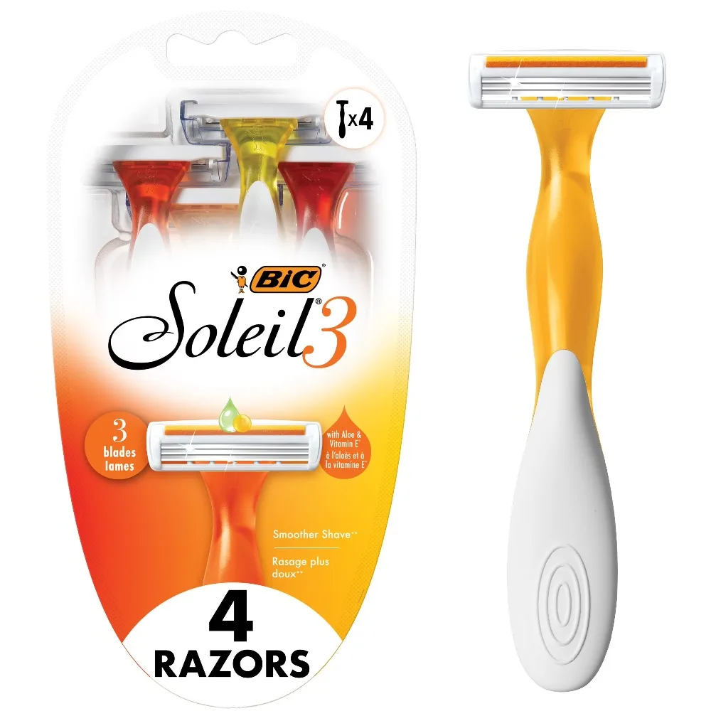 Women's 3-Blade Disposable Razors 4-Pack, Ultra Smooth Shaving for Sensitive Skin, Dorm Room Essentials for College Students, Ladies Shaving Kit with Flexible Pivot for Legs Underarms Bikini Area, Portable