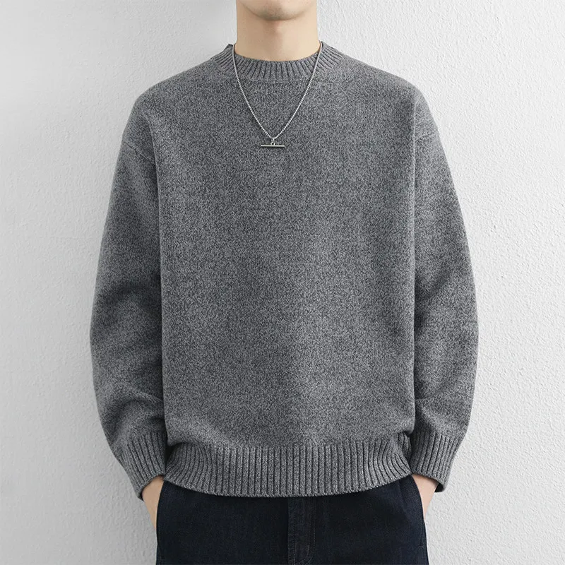 

Высококачественный мужской вязаный свитер для осени и зимы, повседневный, модный, простой, универсальный, из полиэстера, акрила и нейлона, с длинными рукавами, теплый топ