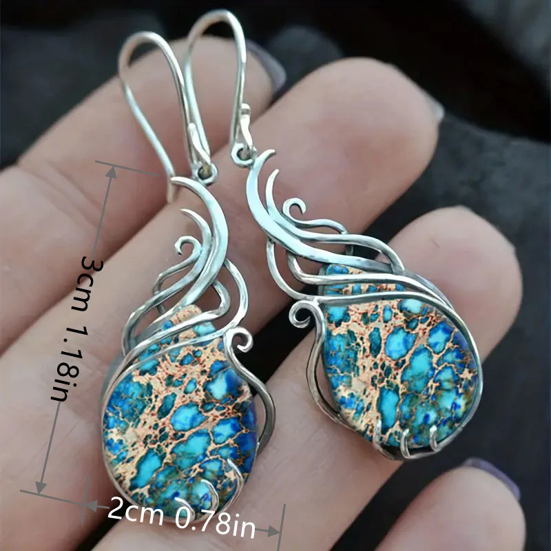 Pendientes Vintage de 2 piezas para mujer, joyería bohemia de imitación turquesa, regalo de aniversario de cumpleaños para amantes