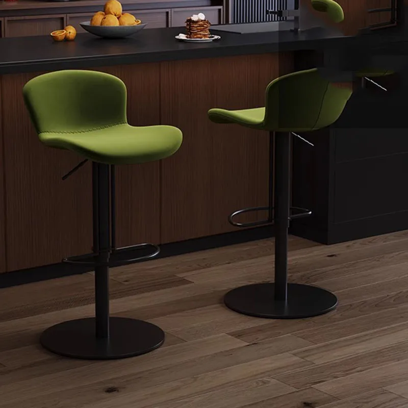 Kursi Bar Mewah Warna Pink Gaya Nordik Dengan Sandaran Meja Resepsionis Estetis Kursi Bar Putar Dapat Disesuaikan Banqueta Furnitur Trendi