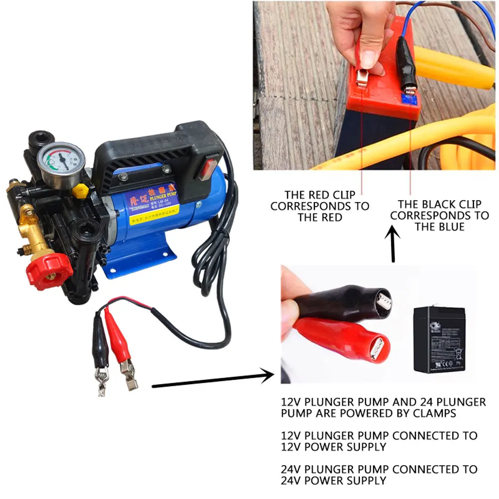 12V 24V 48V 60V 220V Portable plunger pump Electric sprayer double-cylinder high-pressure fruit tree medicine pump 16L/min