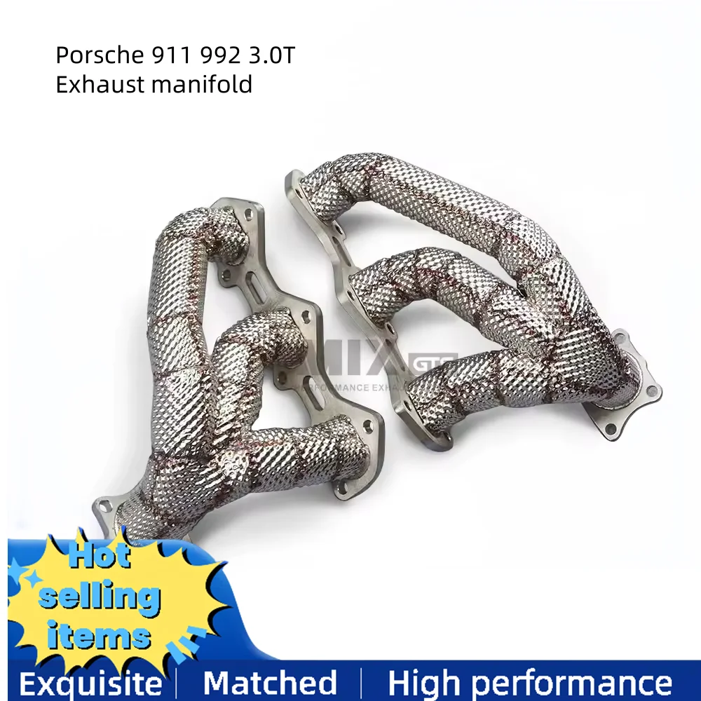 

High flow exhaust manifold with insulation for Porsche 911 992 3.0T 2020-2024 exhaust system directly down pipe