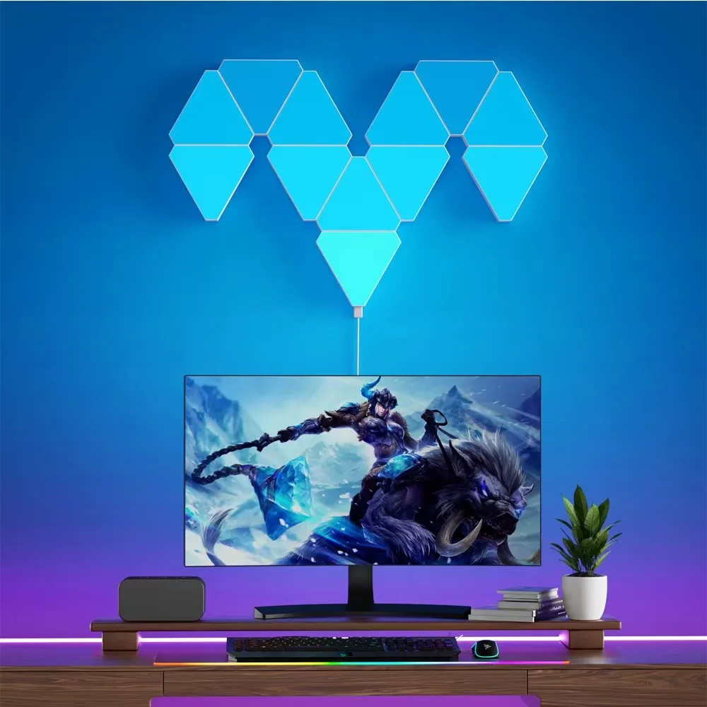 Wifi Bluetooth App Control Music Sync Lights Smart Home Lamp RGB LED Triangle Hexagonal Game Room Decorative Lighting