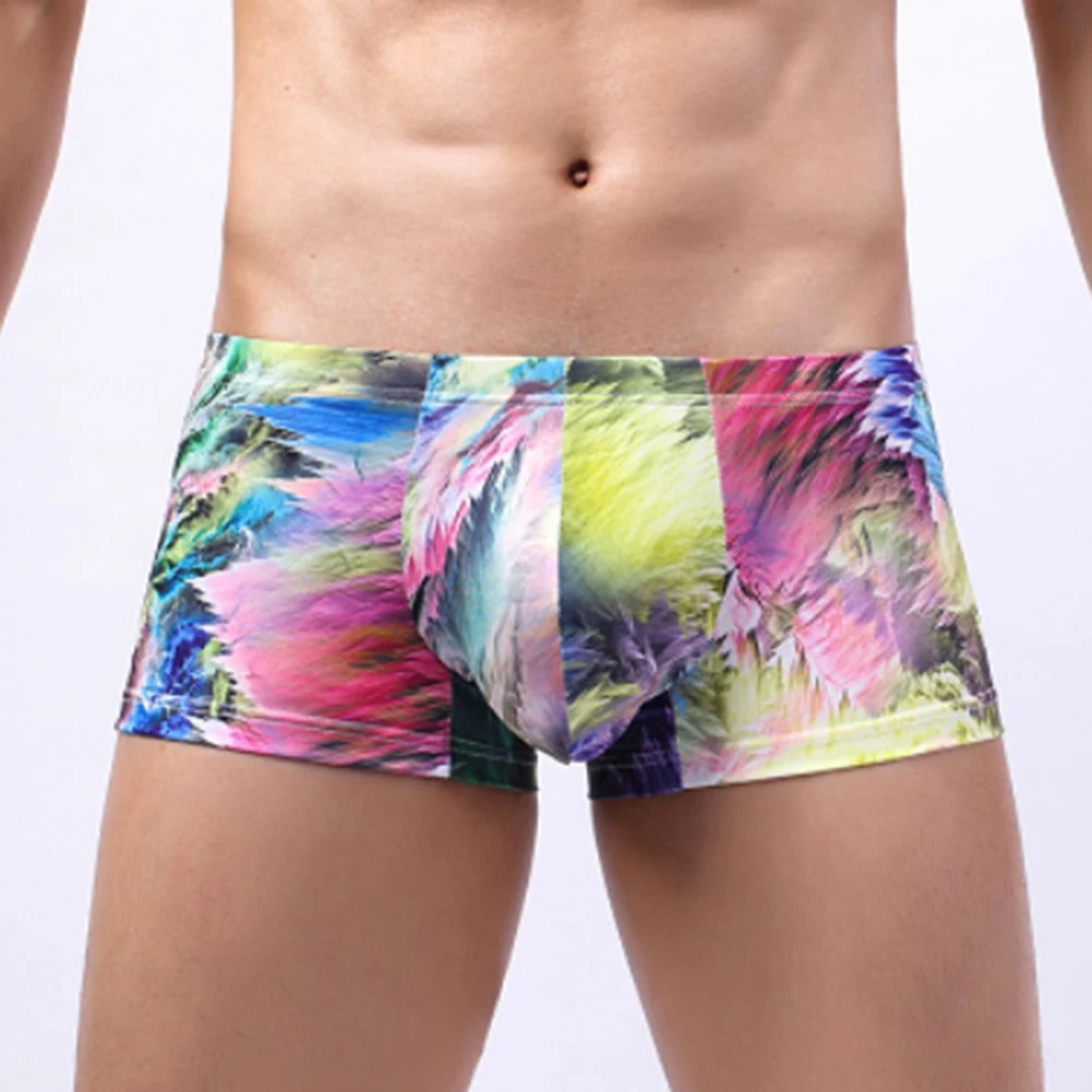 

Sexy Men Printing Boxer Briefs Pouch Underwear Male Breathble Sleep Bottoms Short Trunks Comfort Underpants For Boys