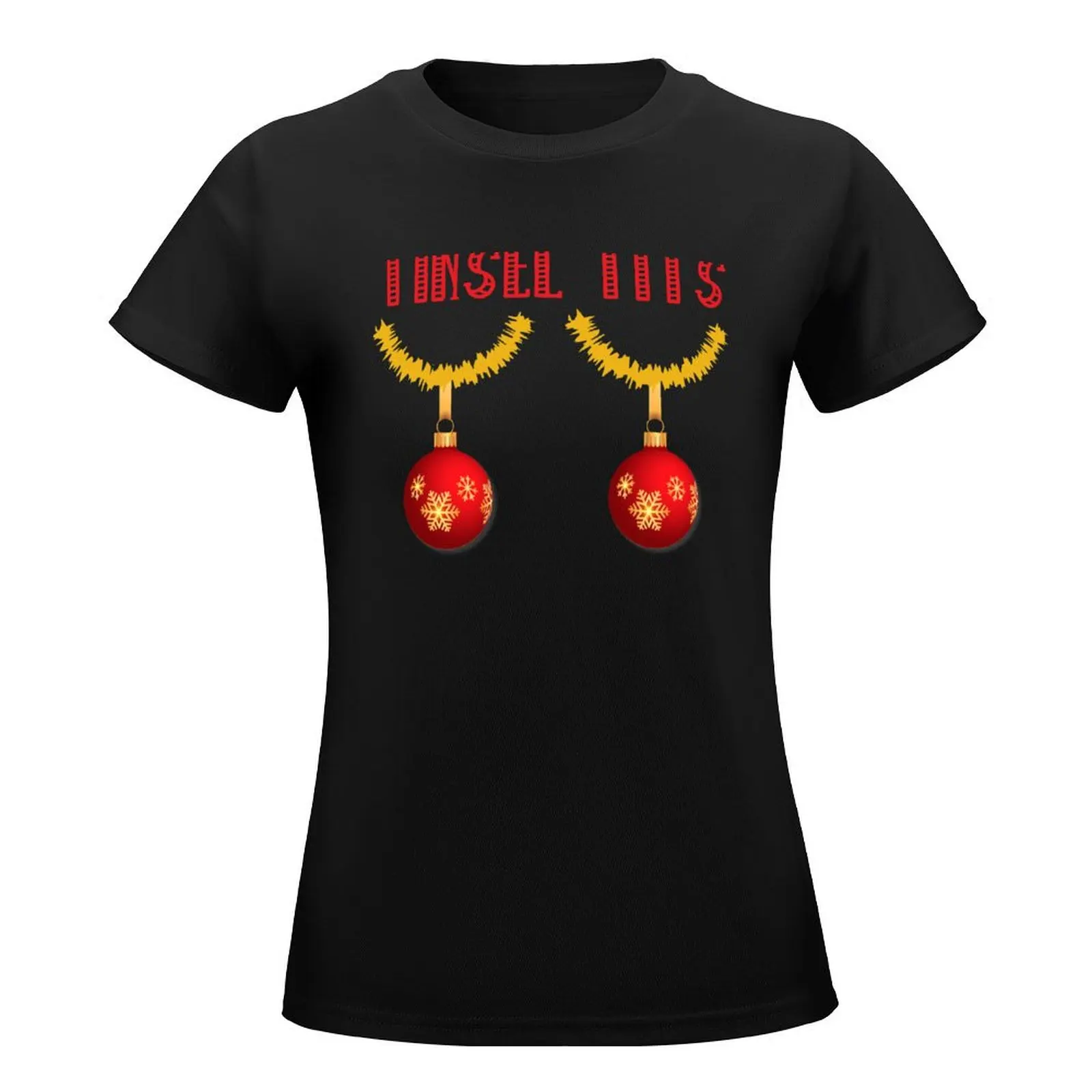 Tinsel Tits Funny Christmas Xmas T-Shirt Aesthetic clothing female Female clothing Short sleeve tee t-shirts for Women cotton