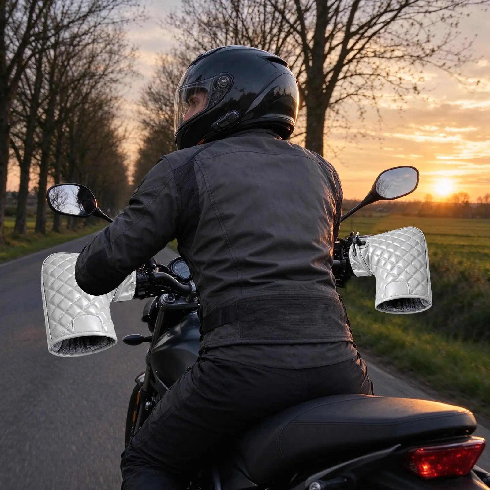 Handlebar Muffs 2 Pieces Windproof Thickened Soft Warm Motorcycle Hand Warmers Bar Muffs For Winter Outdoor Cycling Riding
