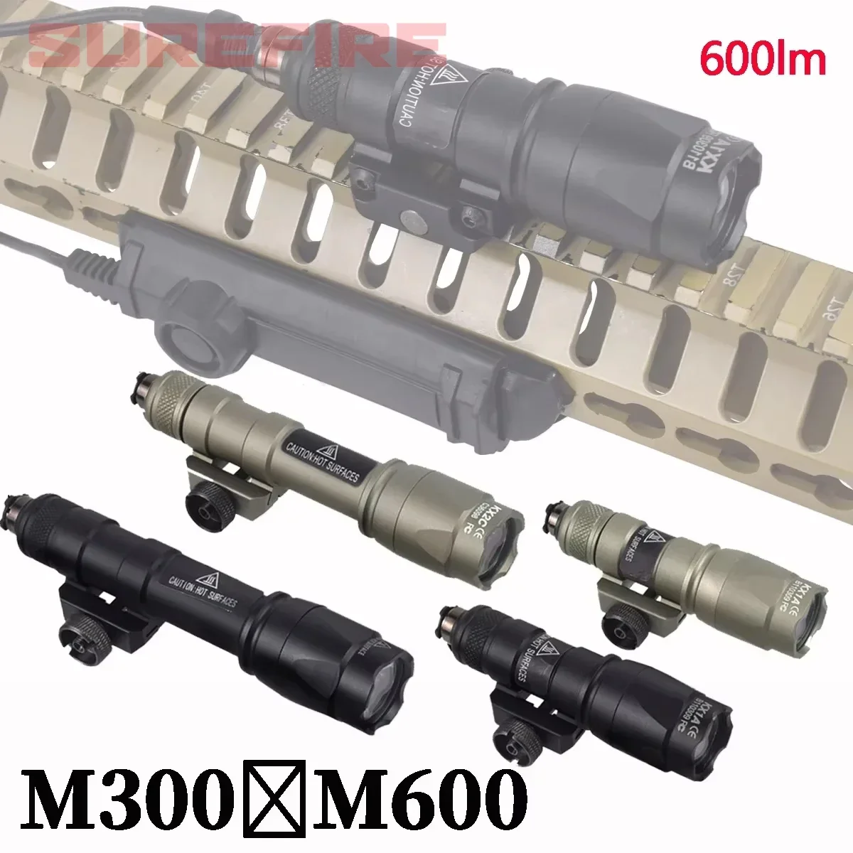 Tactical Surefire Flashlight M300 M300C M600 M600C Scout Light With Pressure Switch Dual Function Hunting Weapon Light 600 Lumen