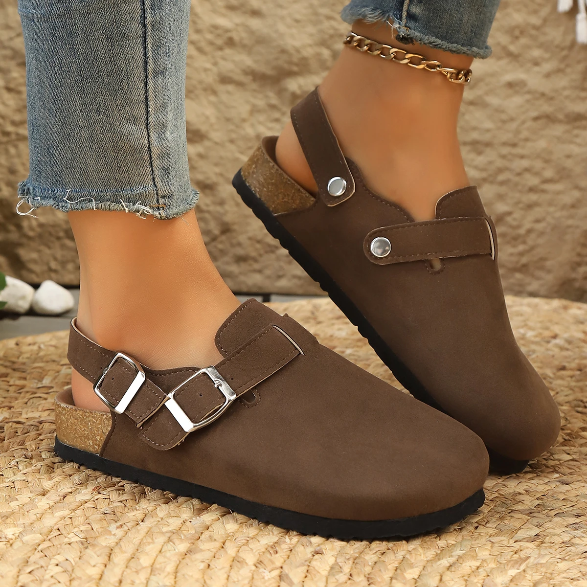 

Litfun Suede Women's Clogs with Adjustable Strap Cork Footbed Leather Mules with Arch Support Unisex Outdoor Clogs Potato Shoes