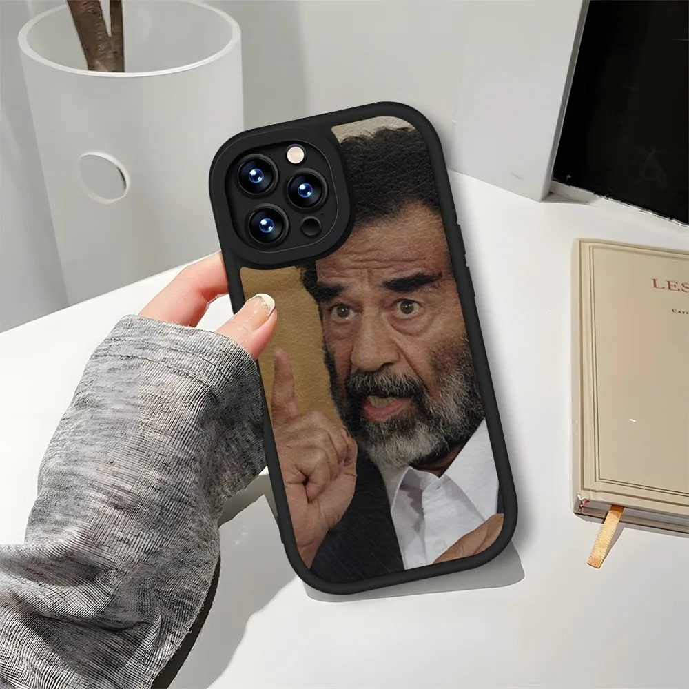 Saddam Hussein Phone Case Leather Black For IPhone 13 12 15 11 14 Pro Max Mini X Xr 8 Plus SE2020 Soft Silicone Cover