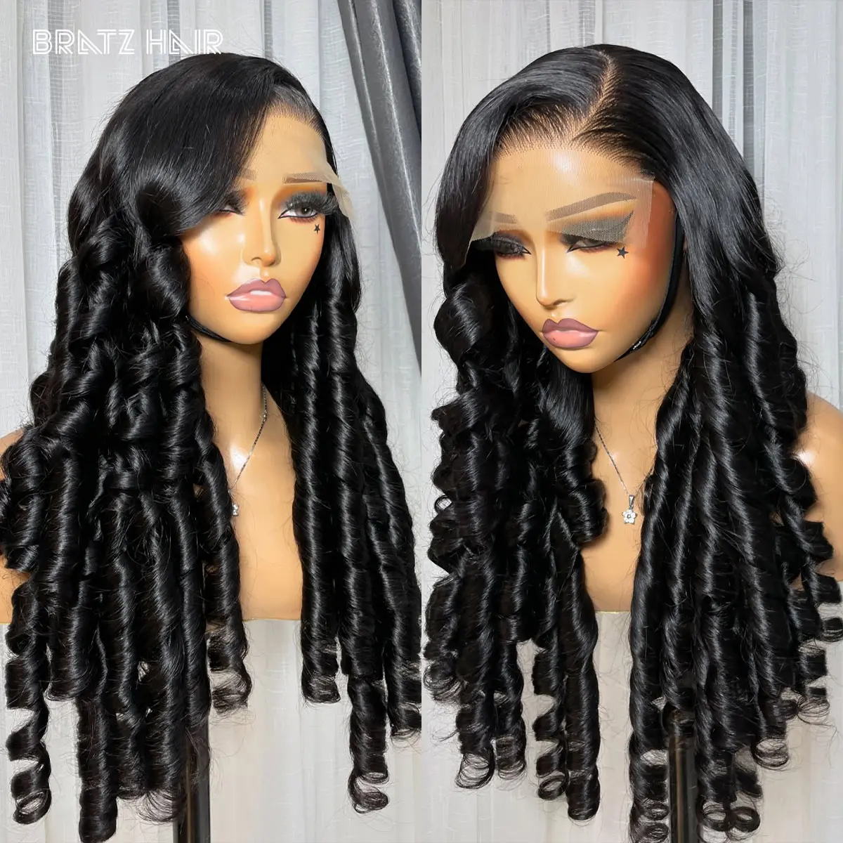 400 Density Natural Color Bouncy Curls Wigs Human Hair 360 13x6 13x4 Lace Frontal Wigs Pre Plucked Glueless 4x4 Lace Closure Wig