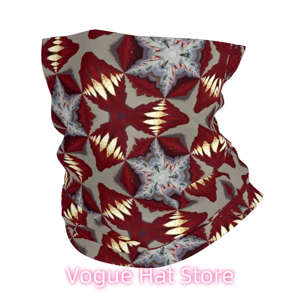 Bufanda estampada burdeos y gris Pañuelo Cuello Mascarilla Poliéster