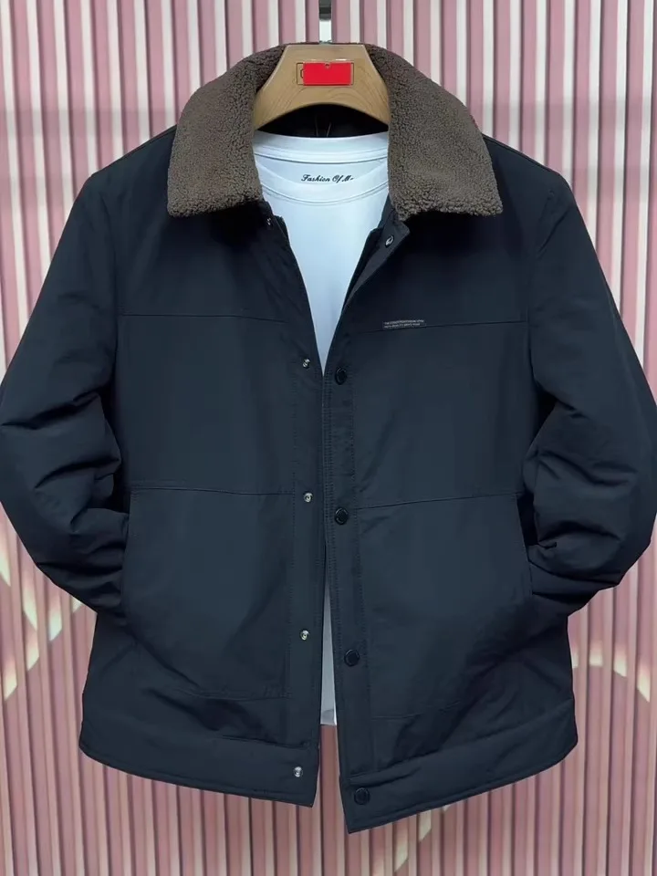 

Мужская повседневная модная куртка с подкладкой из тонкой ткани, осенне-зимняя теплая куртка с откидным воротником, приталенная, длинная, с антибактериальной обработкой