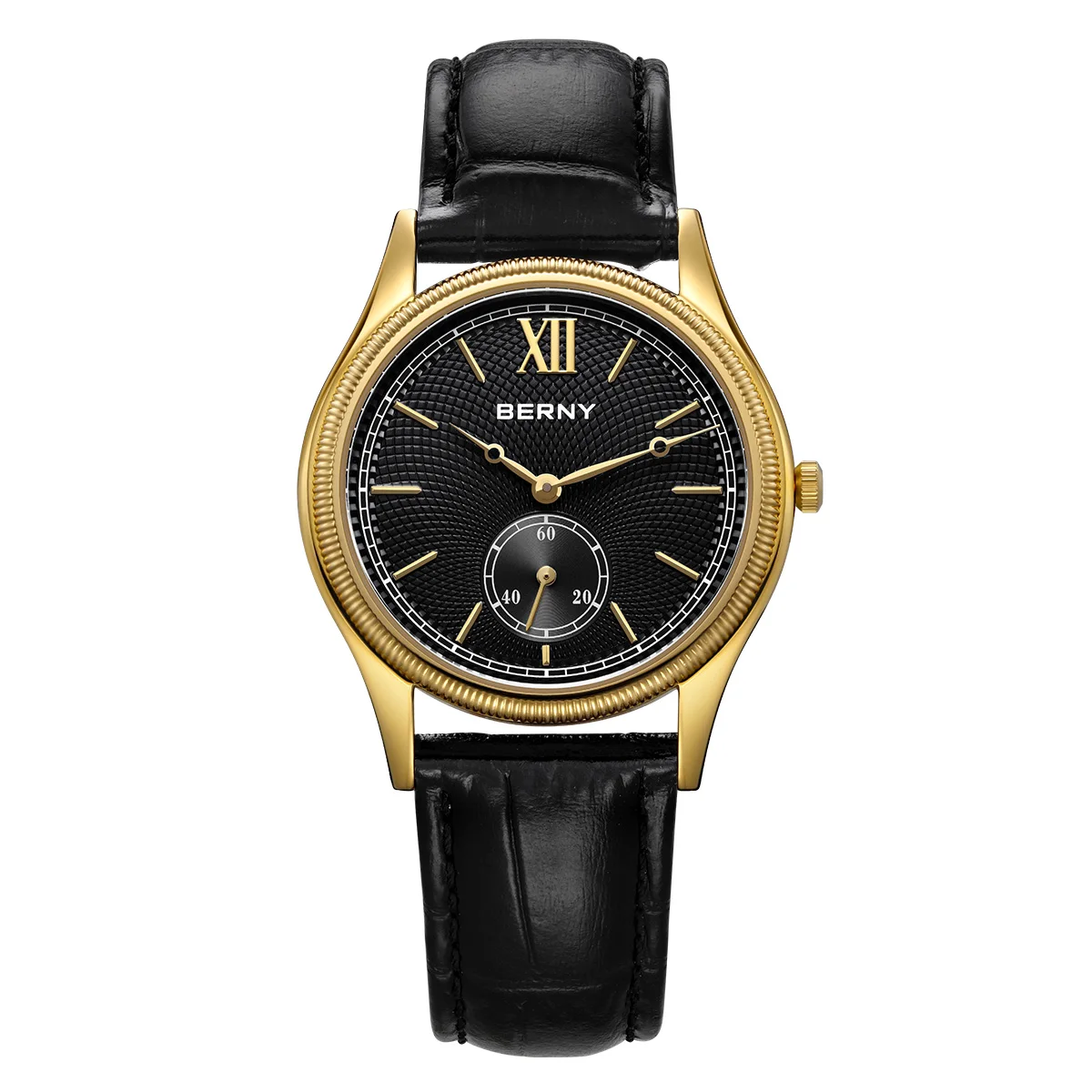 BERNY Luxusuhren für Herren, ultradünn, klassische Eleganz, Kleid, Gold, Quarz, Herrenuhr, Lederarmband, modische Business-Armbanduhr 7