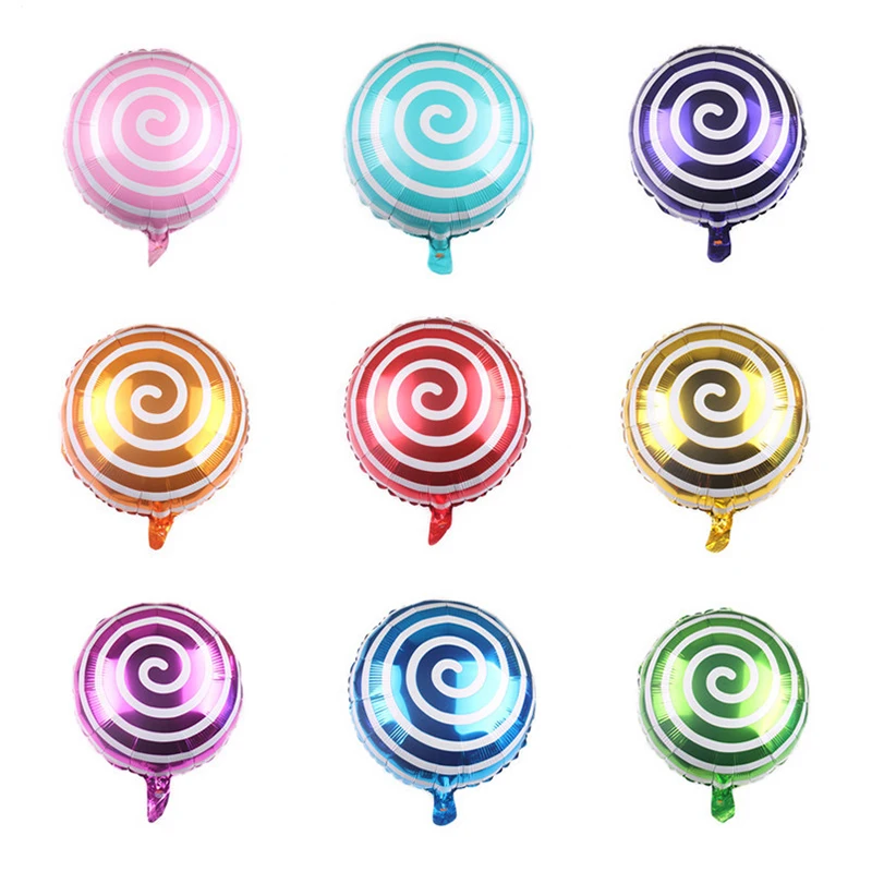 

10pcs 18inch Colorful Candy Foil Balloons Round Lollipop Aluminum Film Helium Balloon For Wedding Kids Birthday Party Decoration