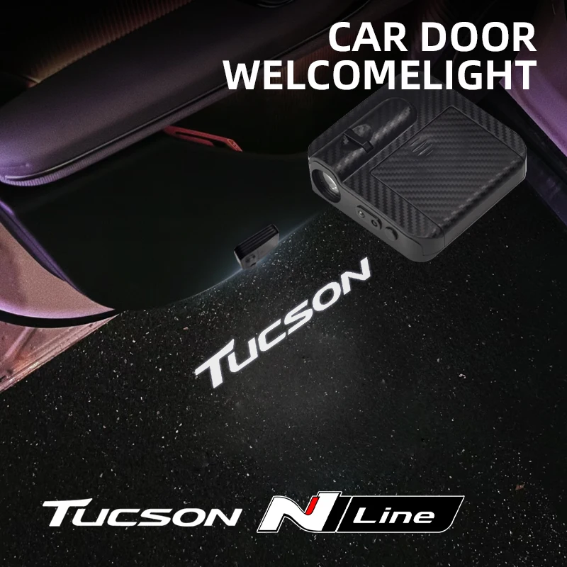 

1/2Pcs For Tucson N Line Logo Car Door HD LED Lamps Projector Courtesy Welcome Lights Auto Accessories