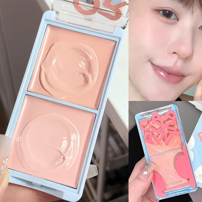 Crema schiarente viso bicolore Rosa Evidenzia Espansione Evidenziatore viso Palette Fard naturale Idratante Rouge rosa opaco