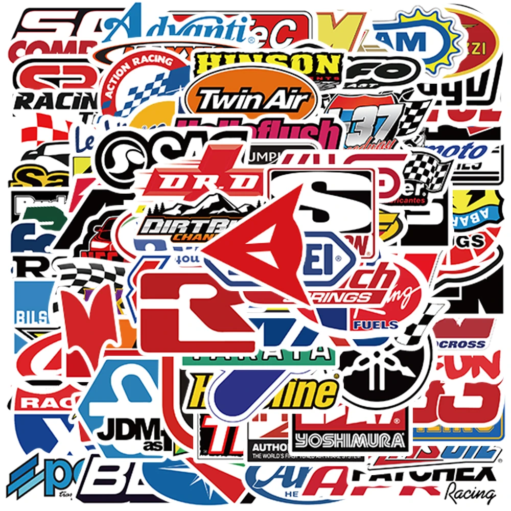 

50/100pcs Cool Funny JDM Motorcycle Car Brand Logo Stickers For Laptop Phone Guitar Luggage Waterproof Graffiti Vinyl Decals