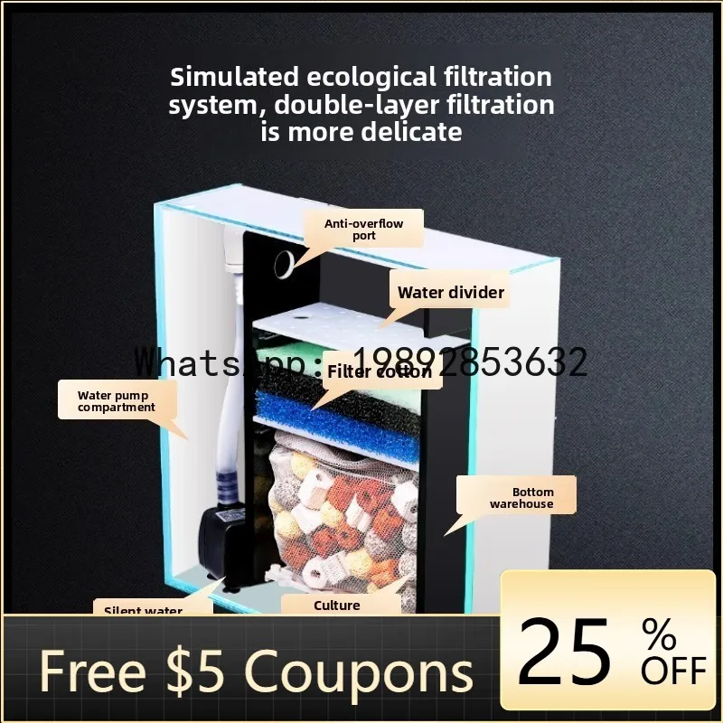 

Z3 Desktop Side Filter Fish Tank Oxygenation Integrated Machine Ultra-clear Glass Living Room Self-circulating Small Aquarium