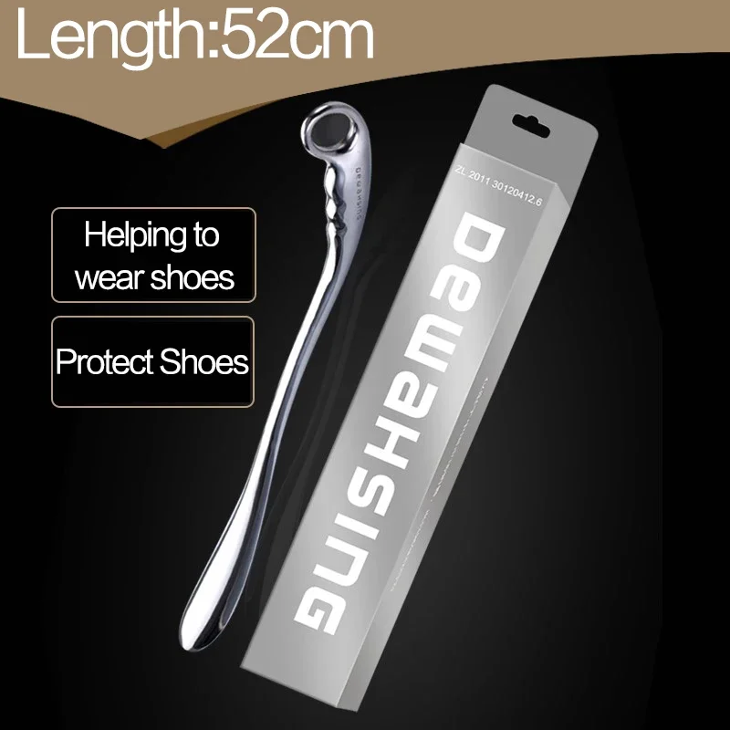 Professional 52cm Length Alloy Metal Shoe Horns For Convenient Wearing Shoes Horn And Spoon Leather High Heel Shoe Hanging Spoon