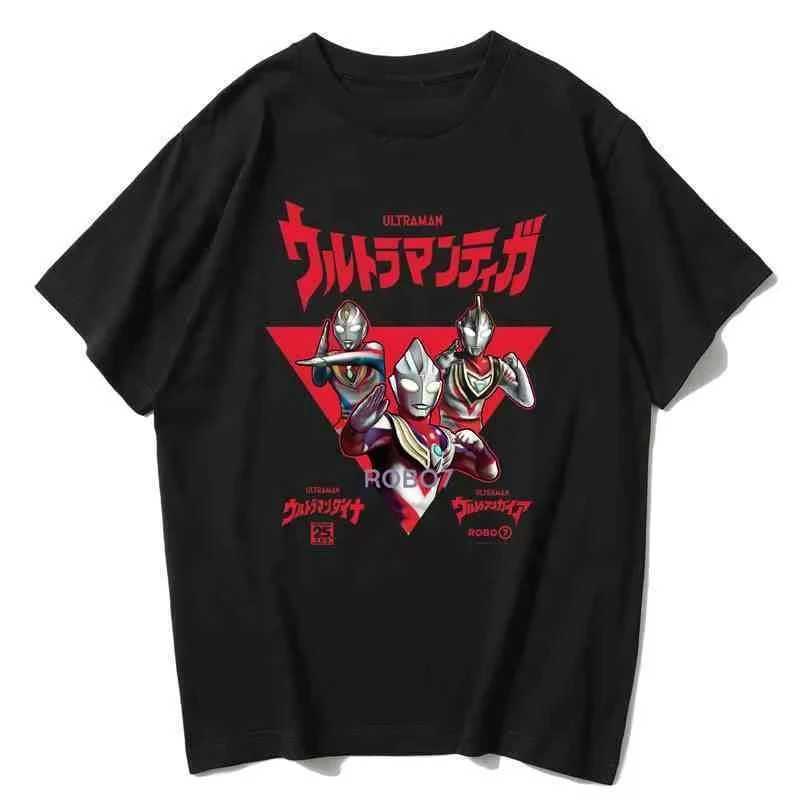 Heisei ثلاثة الترامان قصيرة الأكمام الرسوم المتحركة مشتق 80 الترامان دانا غايا ديغا تي شيرت القطن المطبوع ملابس الوالدين والطفل
