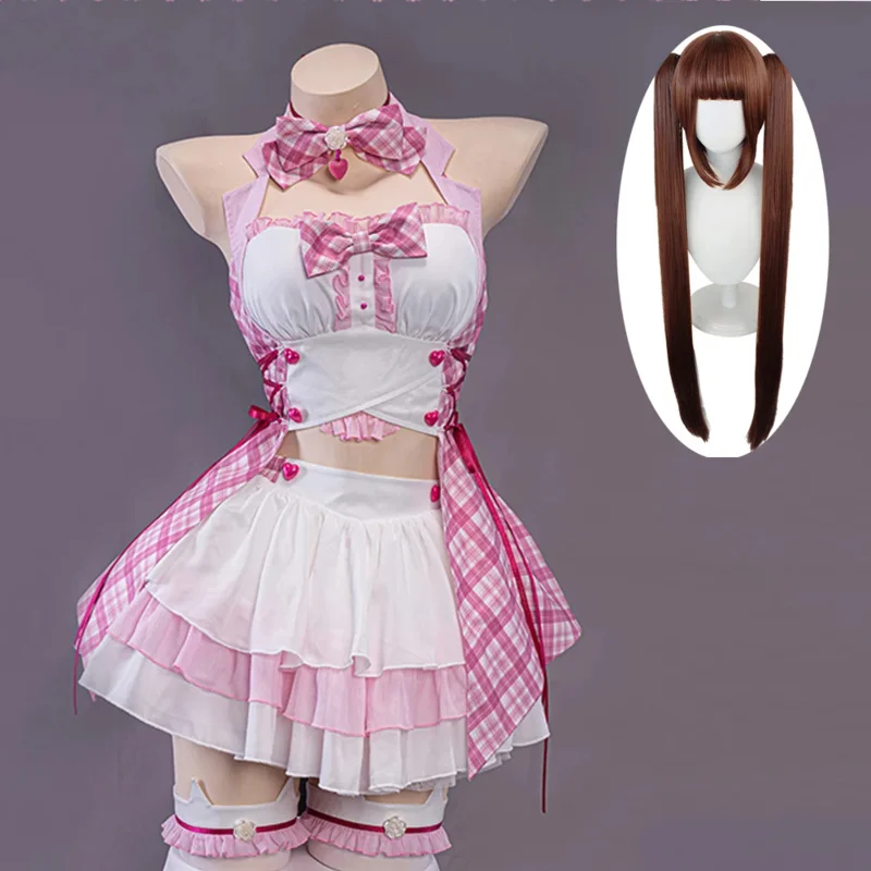 NEKOPARA New Idol Catgirl Maid Lorita Dress Chocola Cosplay Costumes Wig Bow Tie Kawaii Sweet Skirt Christmas Pink Maid's Wear