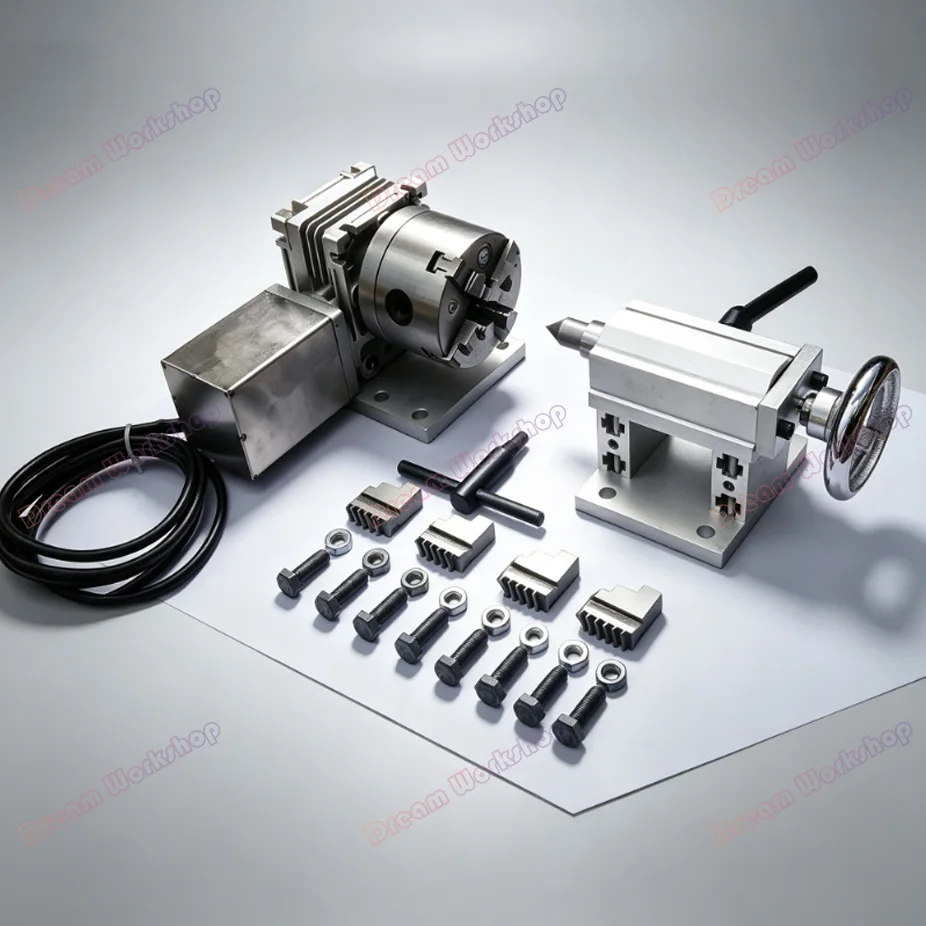 Rotation  Axis A Axis 4th Axis Tailstock for CNC Router Dividing Head Three-dimensional Sculpture Take 80 Fix with 3/4Jaw
