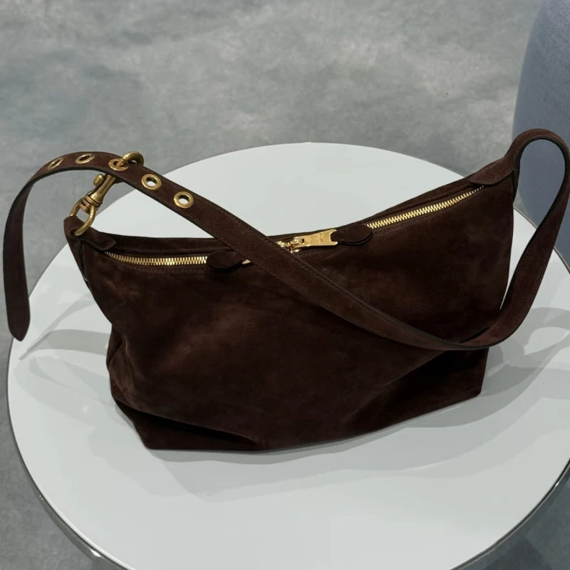 2026 Suede Leather Coffee Shoulder Hobo Bags Women Luxury Brand Designer Underarm Lunch Bag Fall Winter Commuter Handbags Mujer
