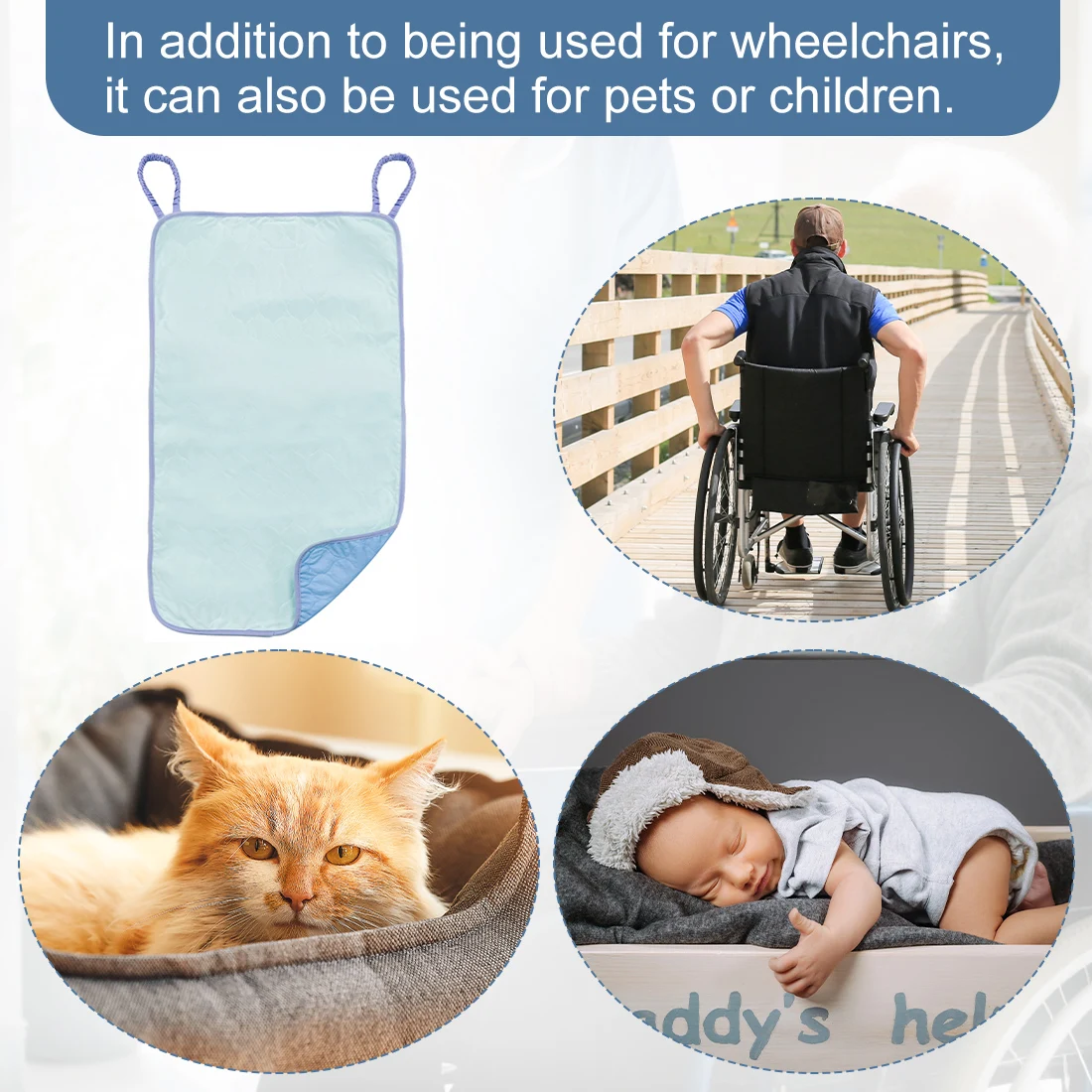 Ehucon Waterproof Reusable Incontinence Pad, Super Absorbent 4-Layer Seat Cushion, Soft Washable Wheelchair Protector Elderly