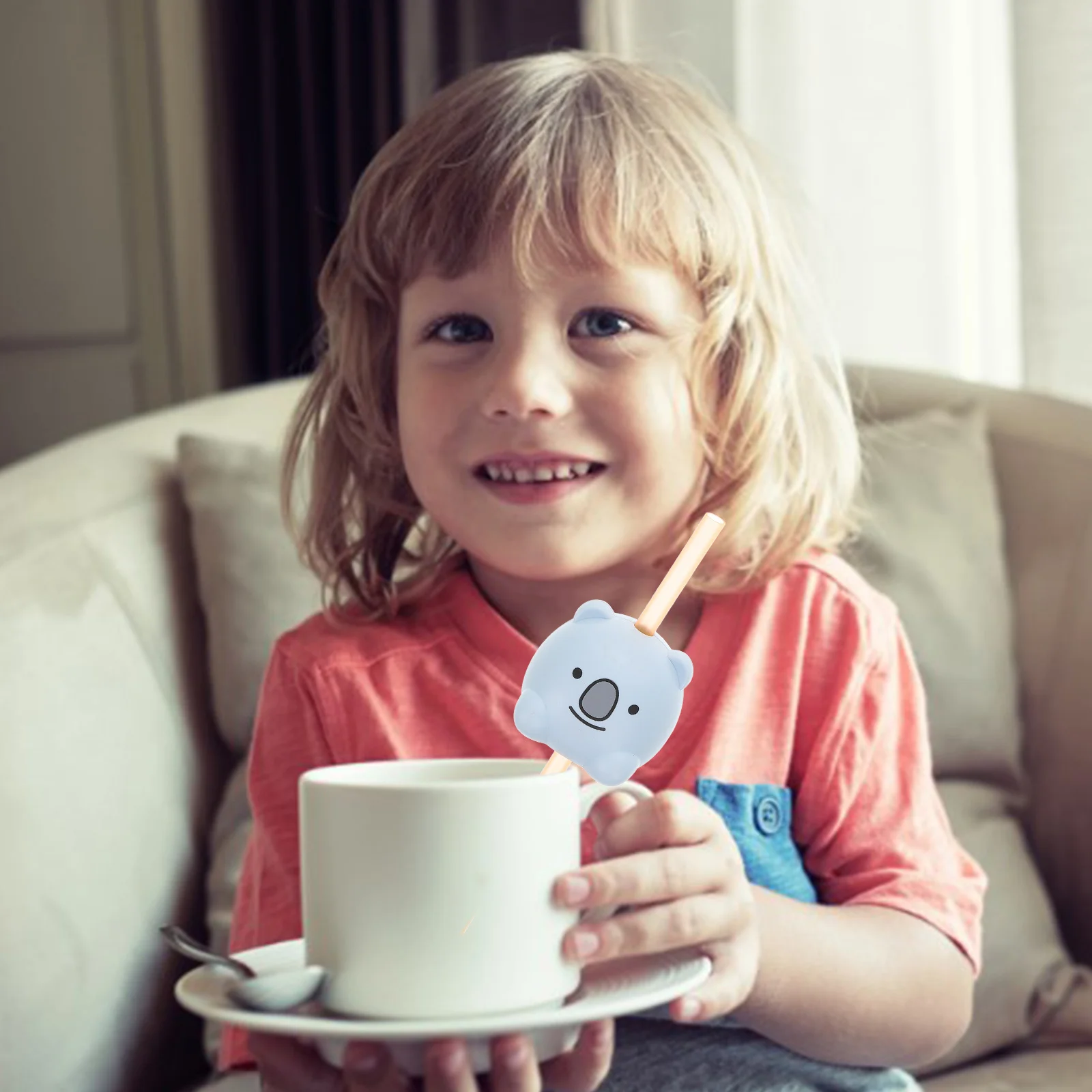 

1Set Cartoon Animal Sounding Straw Pet Tube Koala Shaped Drinking Straw Reusable Cute Design Safe for Children Easy Clean