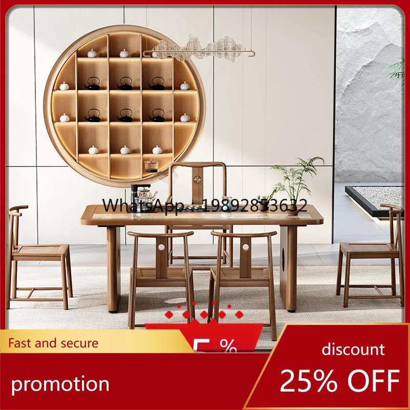 

CZ Solid Wood Modern Chinese Tea Table Fully Automatic Integrated Boss Reception Tea Table Kung Fu Tea Table and Chair Set