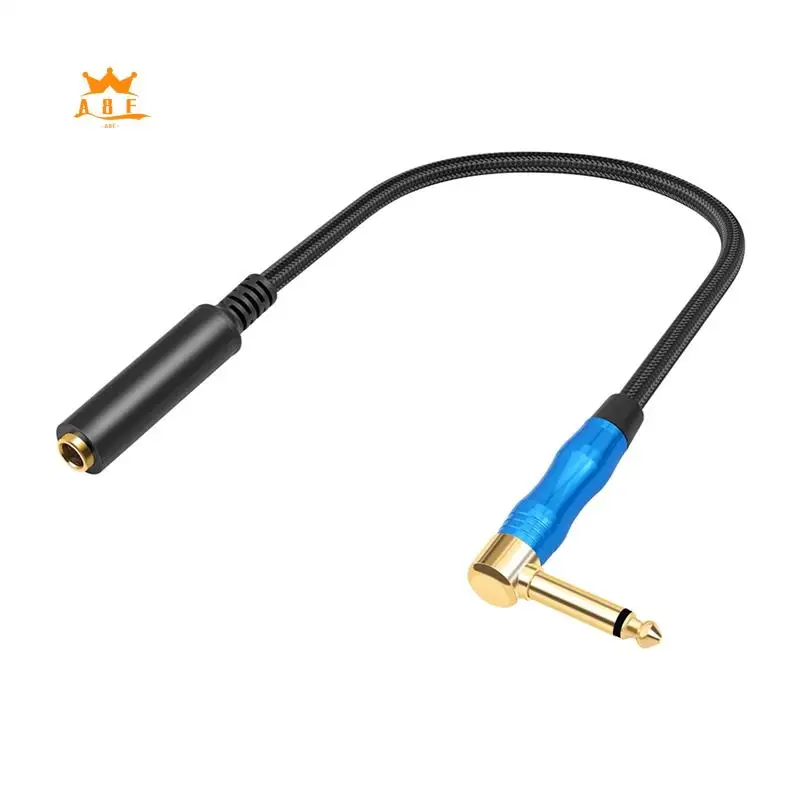 

A08E-Right Angle 6.35Mm TRS Stereo Male To Female Audio Cable Guitar Extension Cable Cord For Amplifiers Headphone