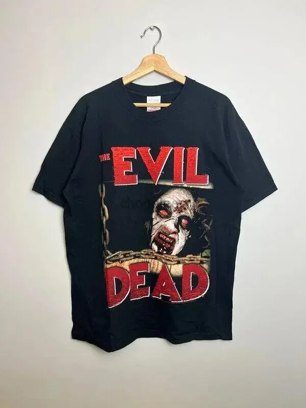 New Arrival fashion heavyweight Hot Sale vintage Summer streetwea Evil Dead Horror Graphic Reprint Shirt Unisex Men KV13164