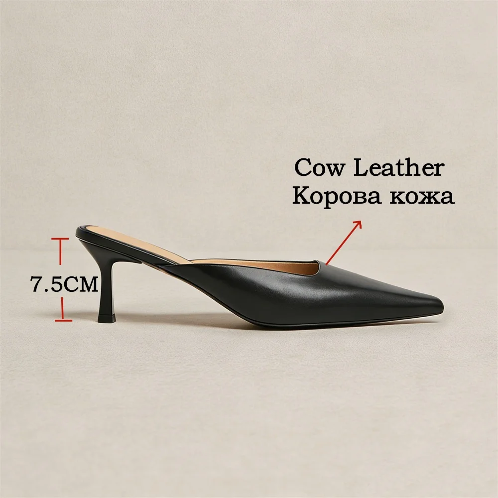 Genuine Leather Slingback Pumps with Pointed Toe High Heels
