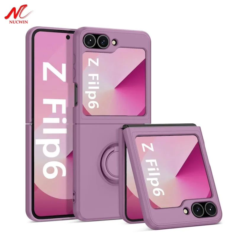 ZFlip6 Case Luxury Liquid Silicone Ring Holder Cases for Samsung Z Flip 6 Stand Holder Cover for Samsung Galaxy Z Flip 5 6 3 4